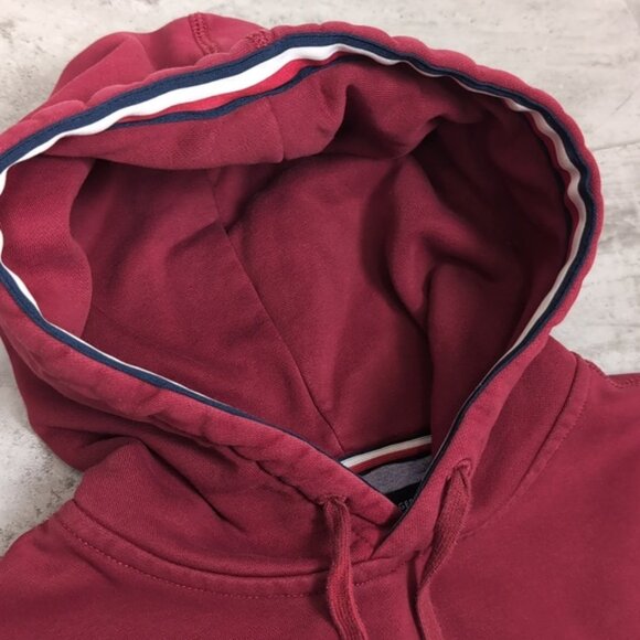 Tommy Hilfiger Red Hoodie Sweatshirt Pullover Fleece Hooded Mens Size Medium - Picture 8 of 13